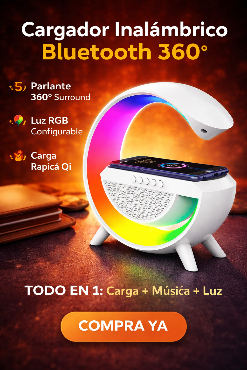 ⭐  Parlante  G 4 en 1 Cargador Inalambri