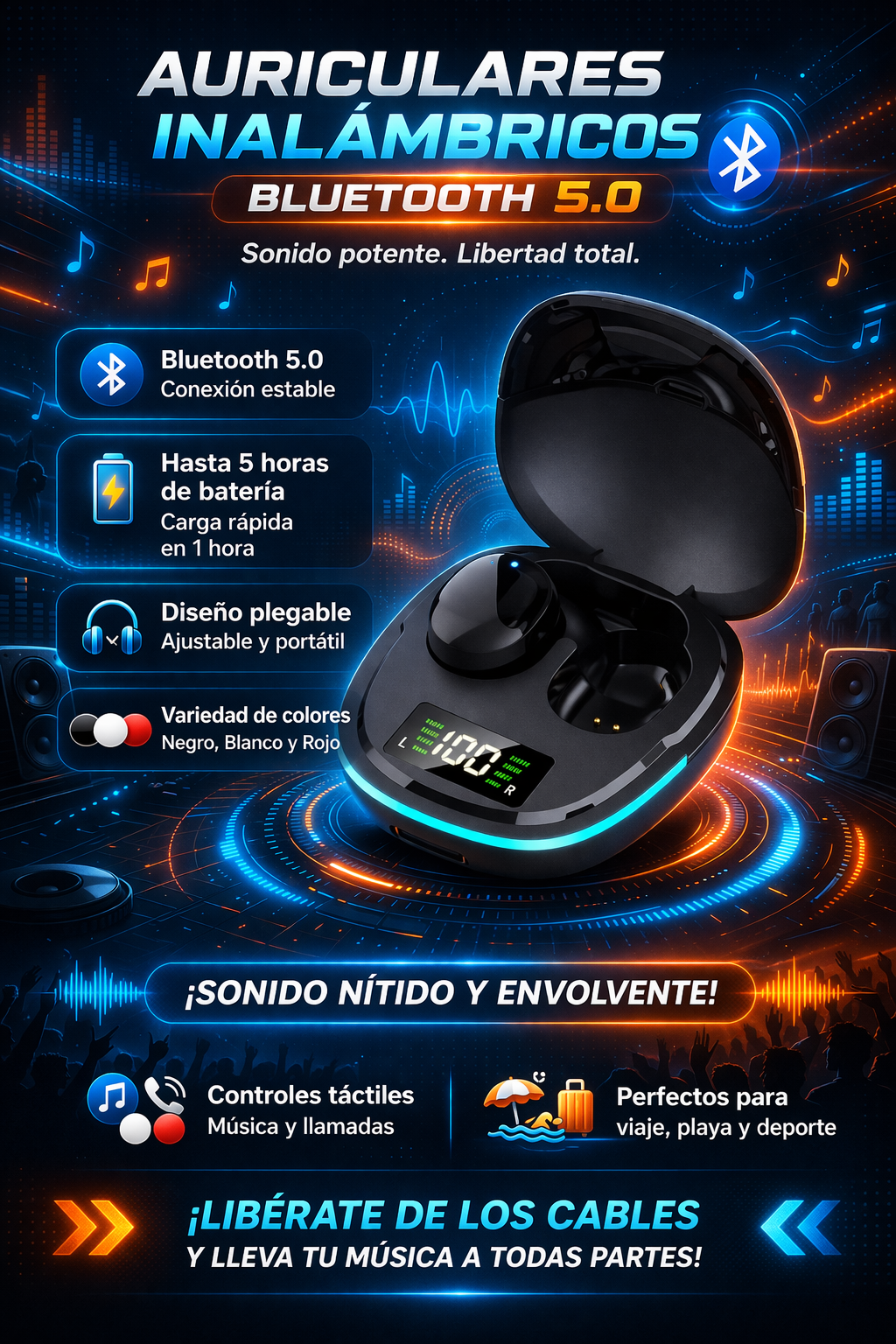 AURICULARES INALAMBRICOS ENVOLVENTES - BLUETOOTH